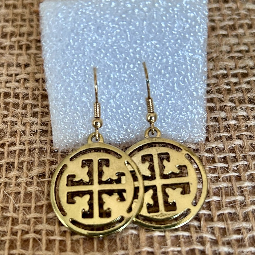 Gold Tone Round Dangling Earrings